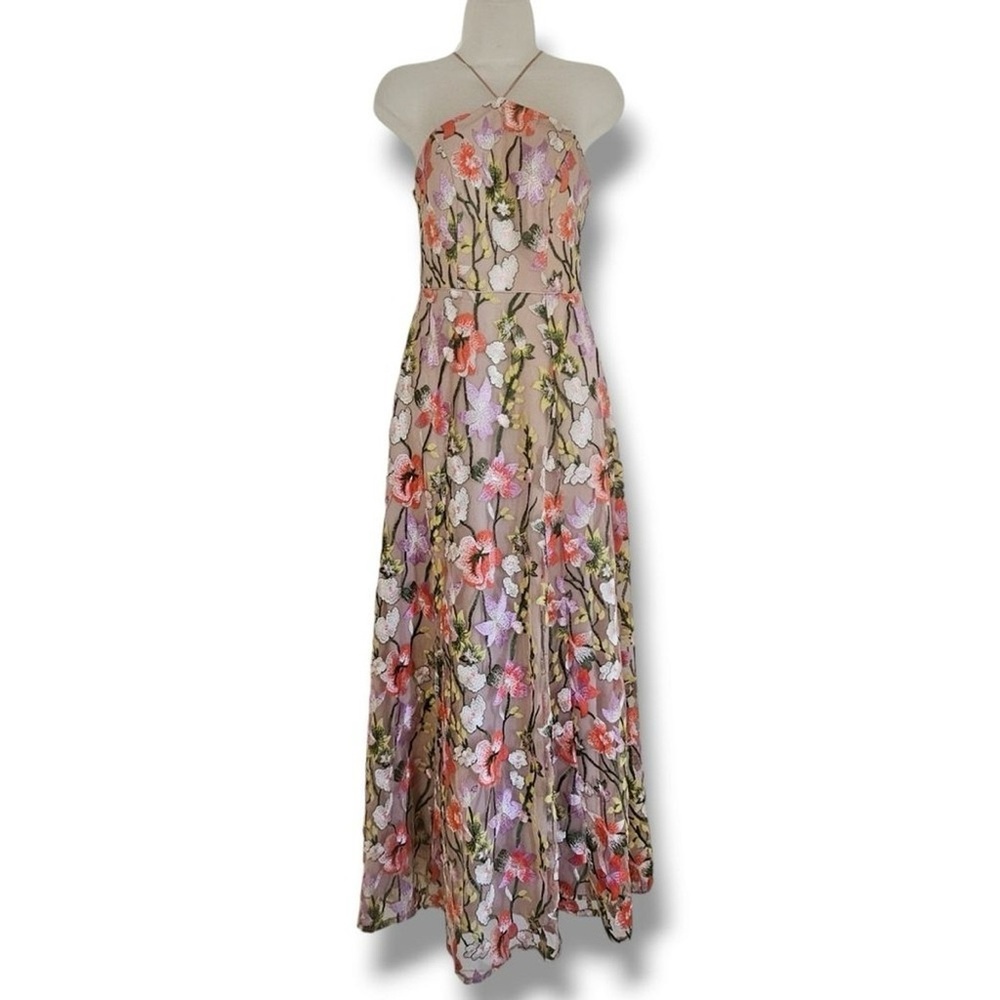 My Michelle Multicolor Floral Maxi Halter Dress NWT